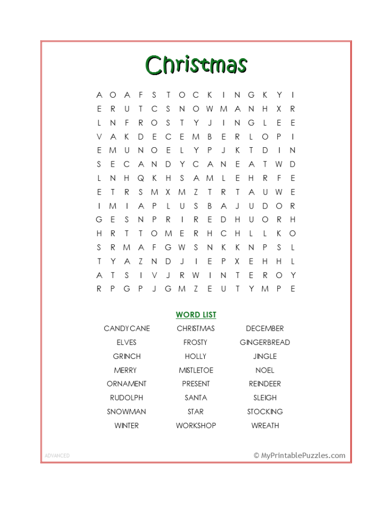 Word Search | My Printable Puzzles