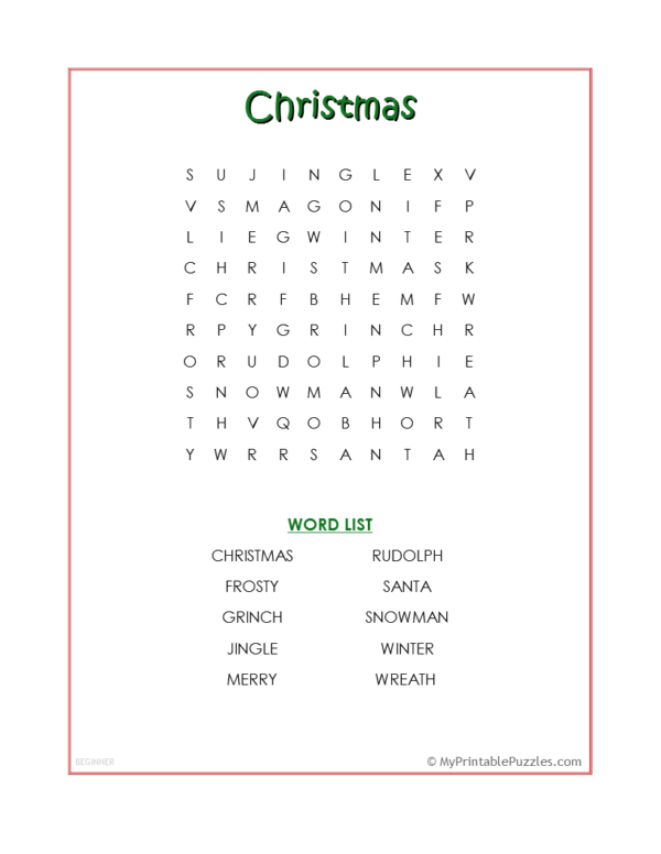 Word Search | My Printable Puzzles