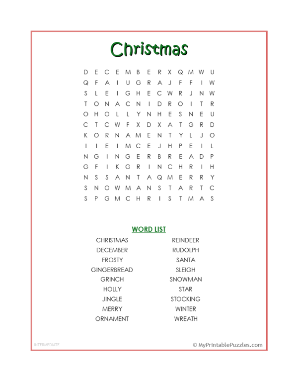 Word Search | My Printable Puzzles